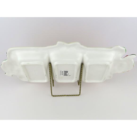 BICO Snowman Divided Serving Tray 16” Ceramic Christmas 3Section Holiday Platter - Picture 7 of 10